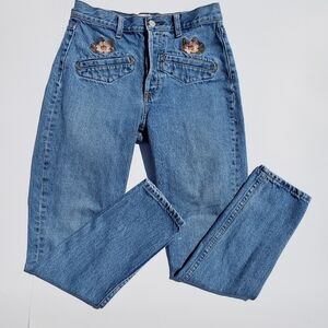 Boyish by Her Billy High Rise Jeans in Fantasia Embroidered Flowers Size 26